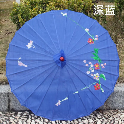 1pcs Chinese art umbrella bamboo frame silk parasol for wedding birthday party bride bridemaid hand-painted flower design