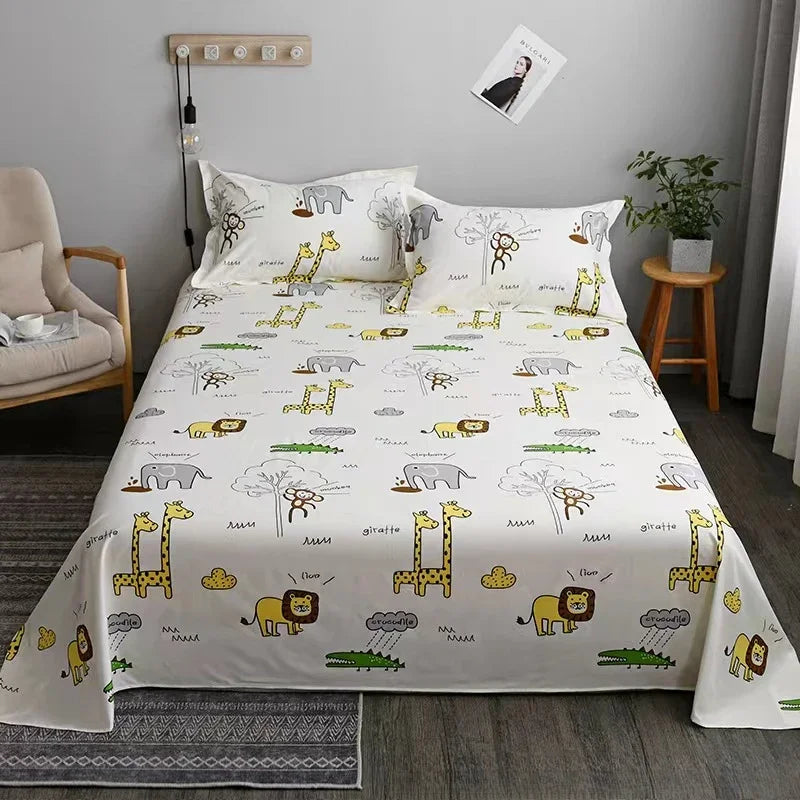 Geometry printed flat bed sheet set couple 2 people super cozy luxury double bed bedsheet single double queen king size