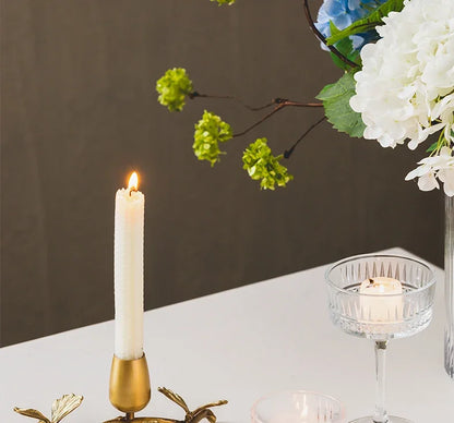 Golden metal brass candle holder, ginkgo leaves, European style, ancient desktop crafts, home decoration candle holders