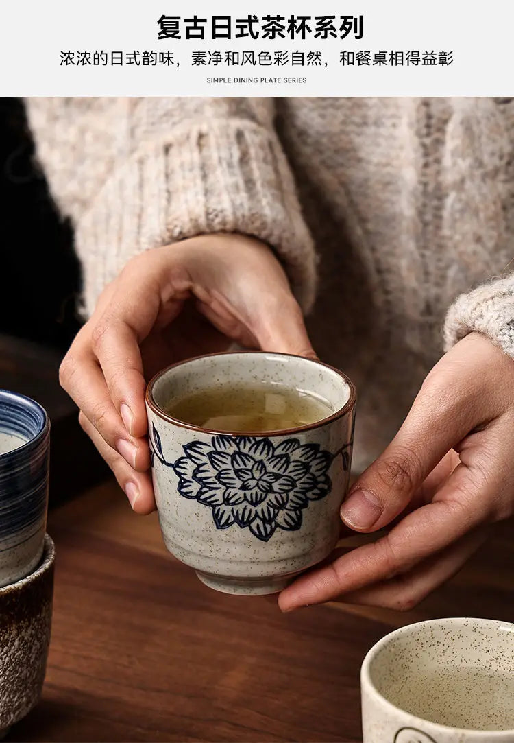 Japanese style Hefeng hand-painted ceramic tea cup, wine cup, small size drinking cup, hotel heat-resistant thickened home tea
