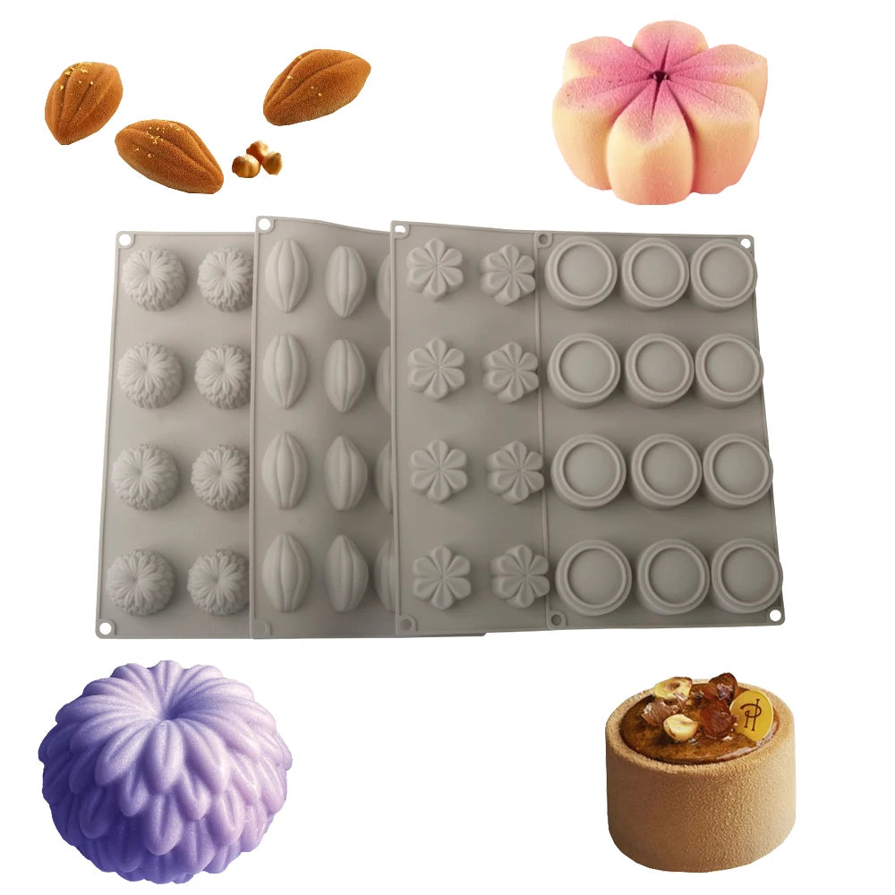 Chrysanthemum Cocoa Bean Pudding Cup Cherry Blossom Design Silicone Cake Mold Chocolate Mould Kitchen Dessert Decorating Tools